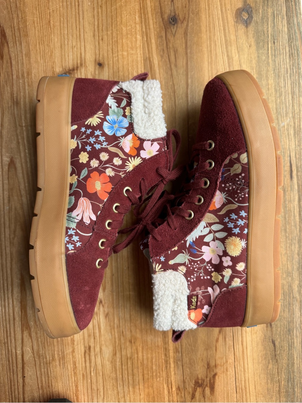 Keds x Rifle Paper Co. Tahoe Nouveau Suede Floral High Top Burgundy Size 8